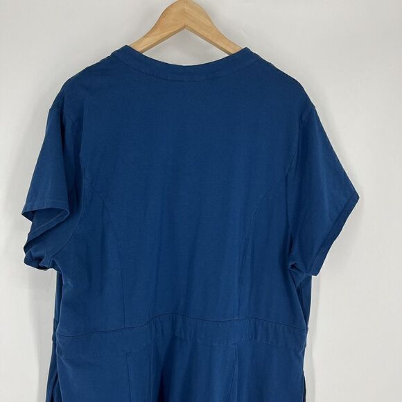 Eshakti Dress Size 22W Womens Blue Ruffle A Line Boho Stretch Knit Pockets - Picture 5 of 9